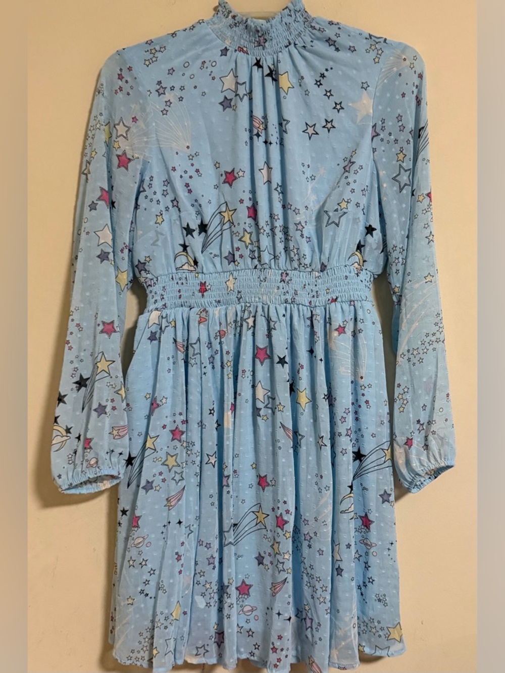 NWT Torrid Mini Clipdot Blouson Sleeve Mock Neck Skater Dress Size 00 M/L - Picture 4 of 15